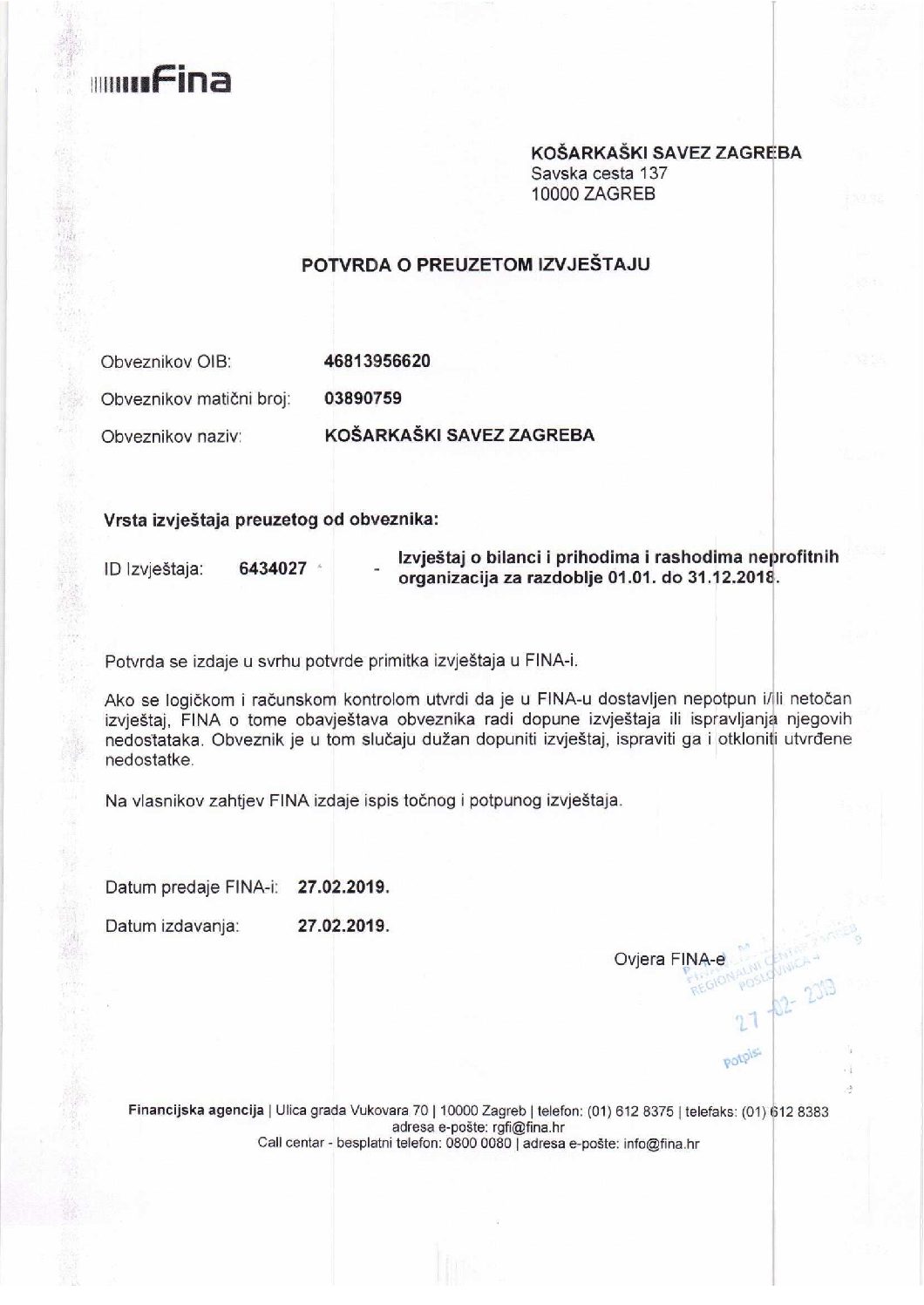 Financijko izvješće 2018.